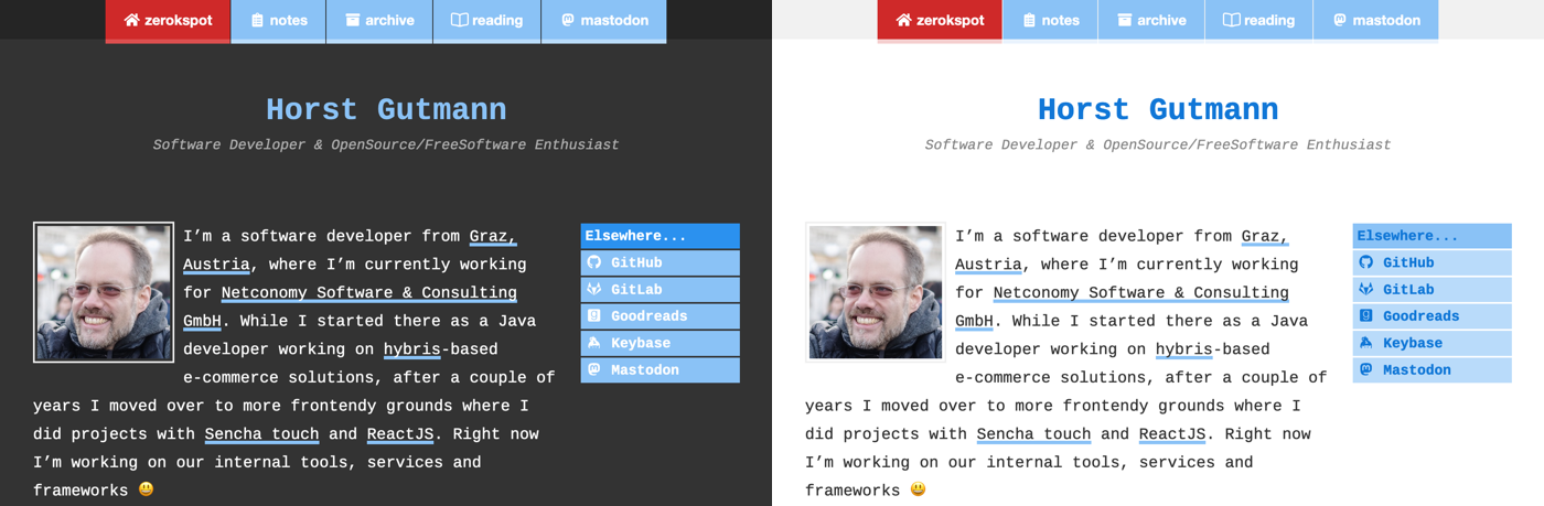 Dark and light mode side-by-side