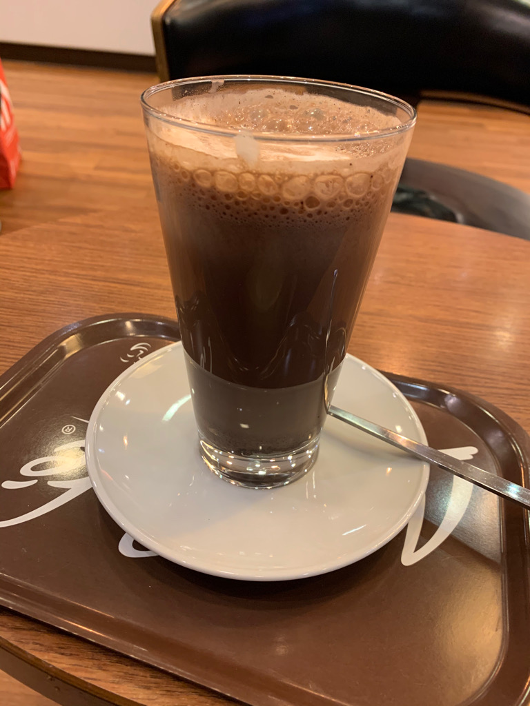 A glass of hot chocolate